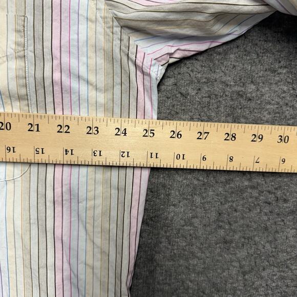 Alan Flusser Long Sleeve Shirt Men's Large Striped Button Up 100% Cotton - Picture 4 of 5